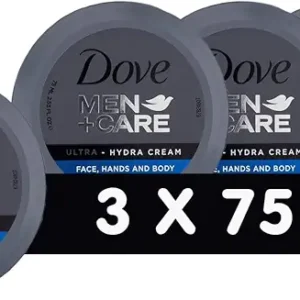 DOVE MEN + CARE Ultra Hydra Cream - Moisturising Effect for Face, Hands, Body - Suitable for All Skin Types, 3 x 75 ml